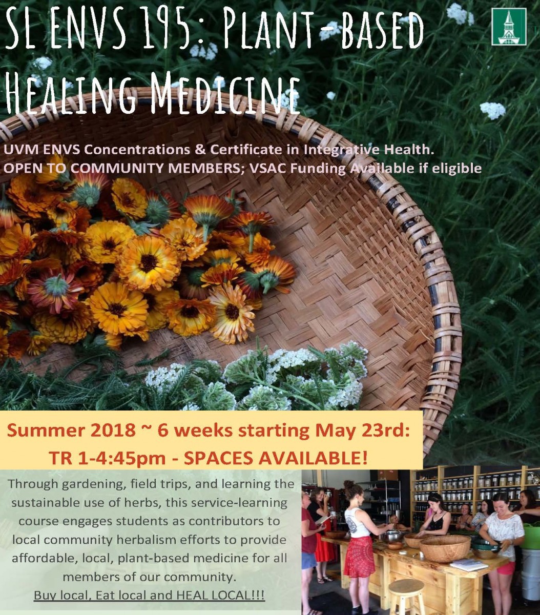 6 week UVM Summer Herbalism course Center for Service & Sustainability